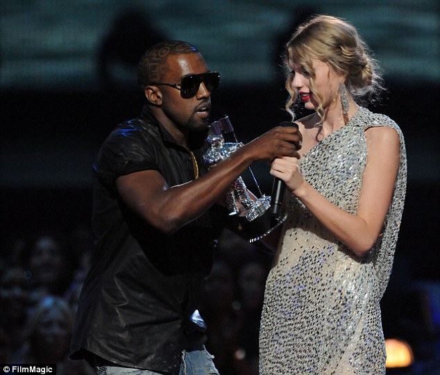 Awkward: Back in 2009, Kanye famously rushed the stage when Taylor accepted her award for Video Of The Year, claiming that his friend Beyonce was a more worthy recipient