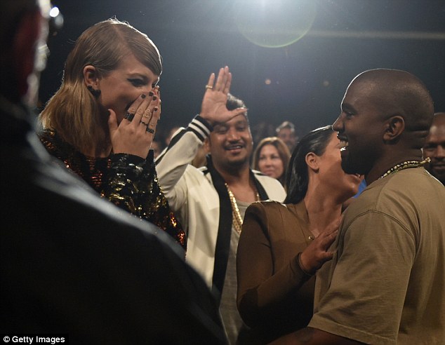 Big ambitions: Taylor looked shocked a few times during Kanye's speech, including when he swore and announced he might run for president